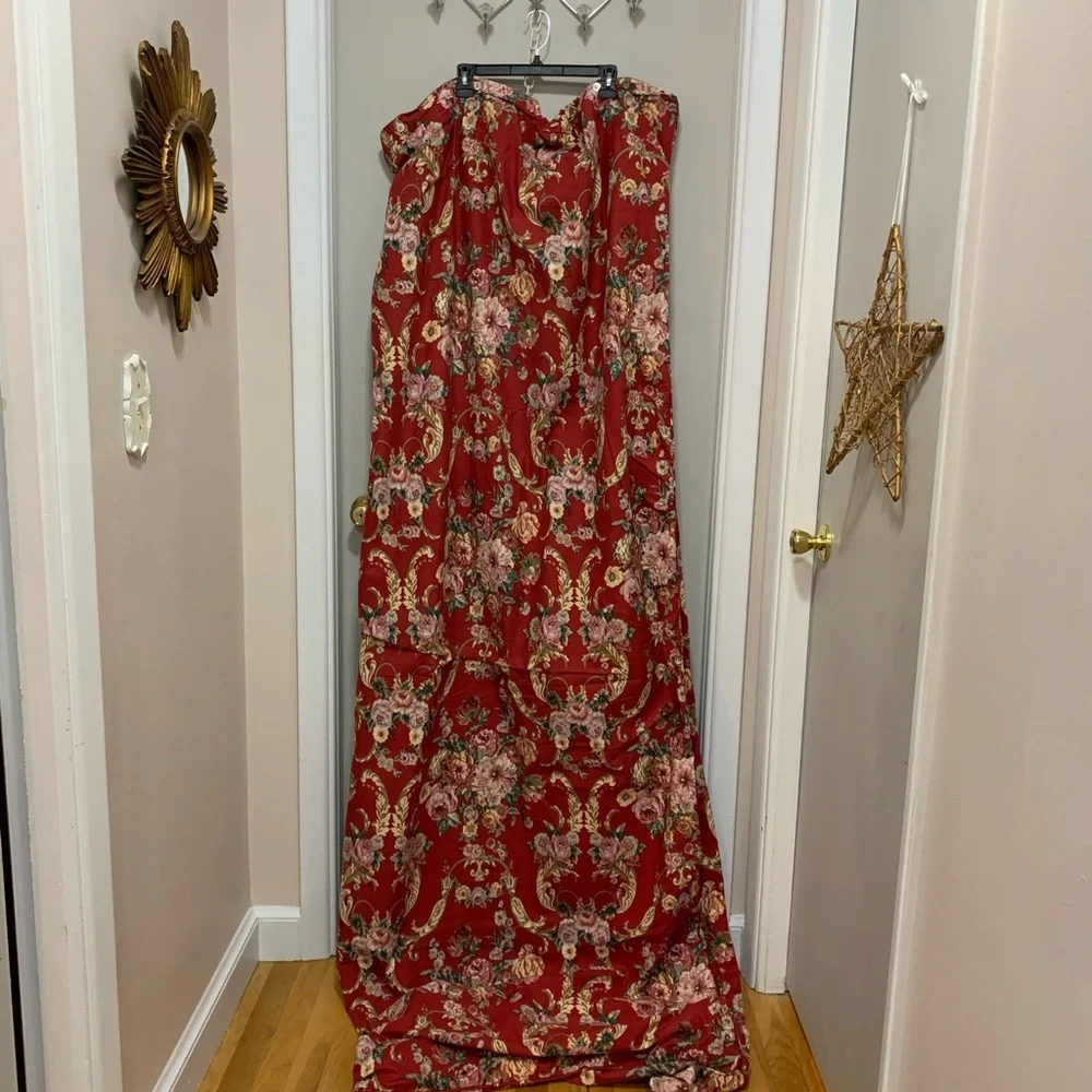 Vintage Ralph Lauren red floral scrolls twin duvet cover